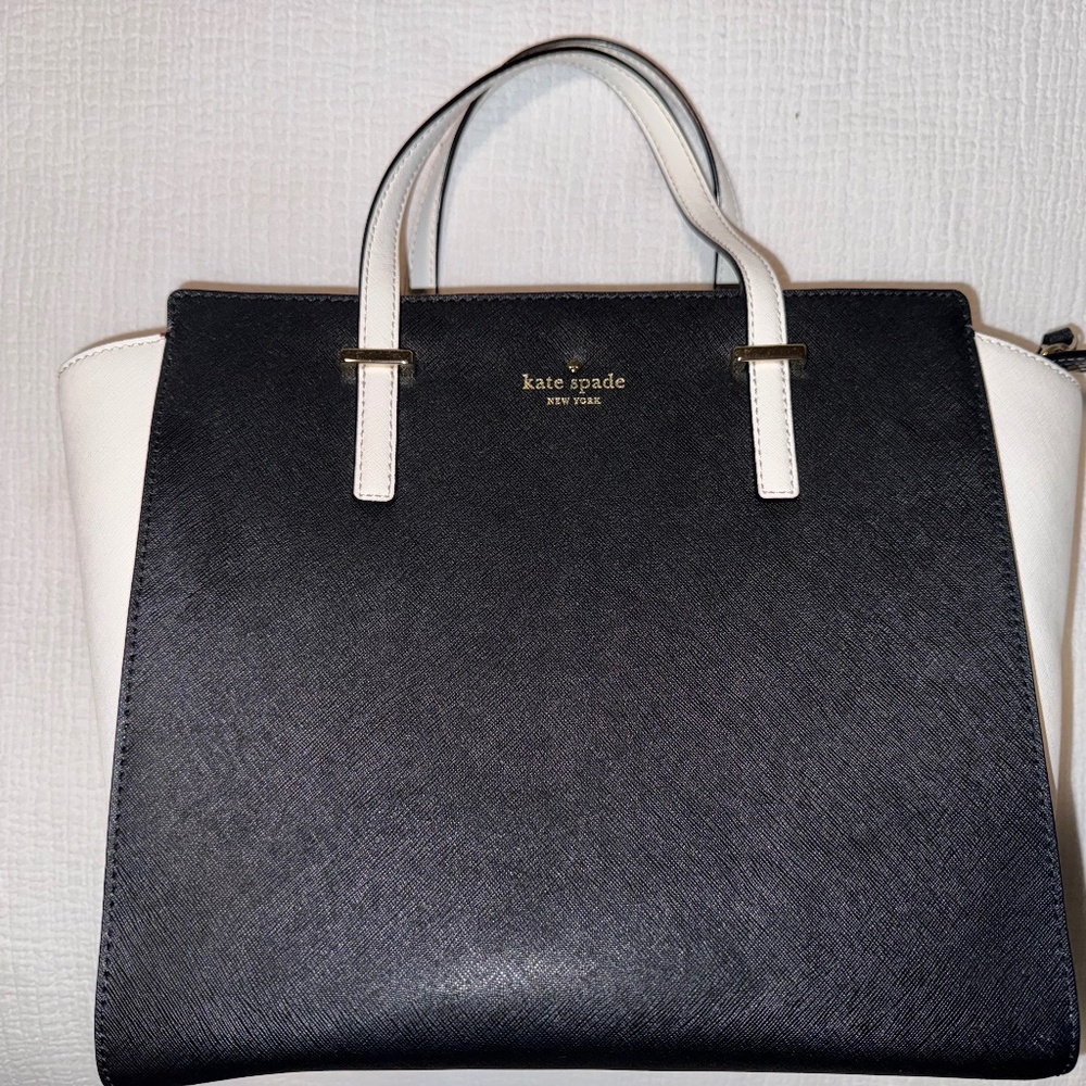 Kate Spade Madison Leather Medium Black And White Purse